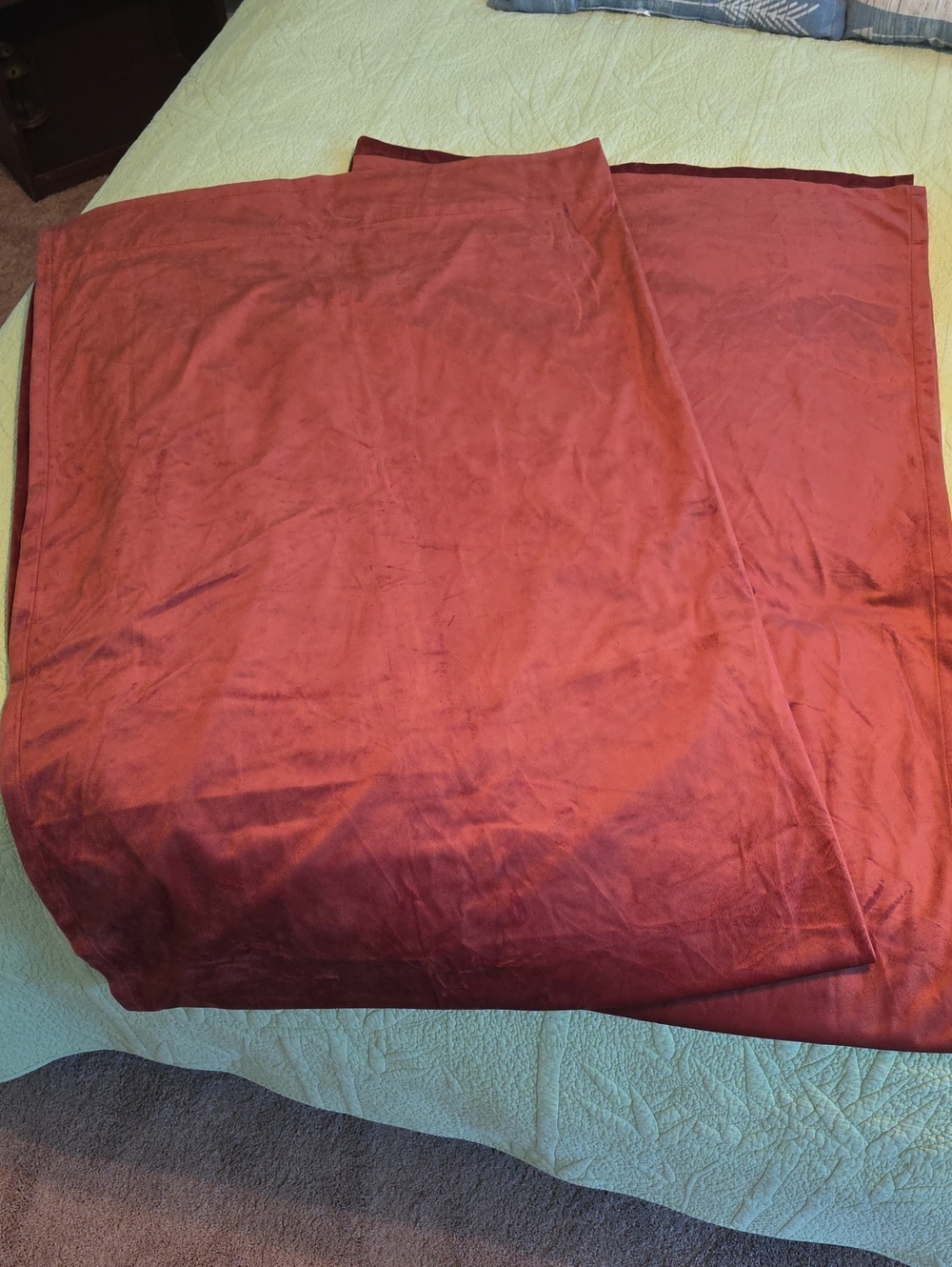 Soft Velvet Terracotta/Deep Rust Red 84"L X 53" W Drapes